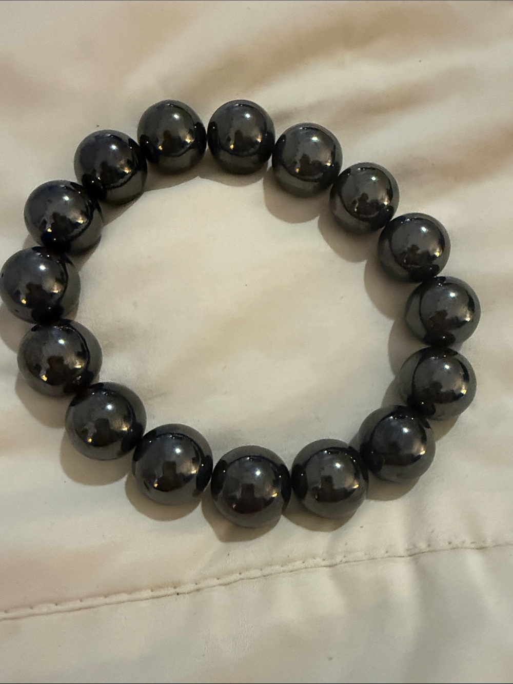 Classic Hematite Bead magnetic Bracelet - Black plus matching pierced earrings